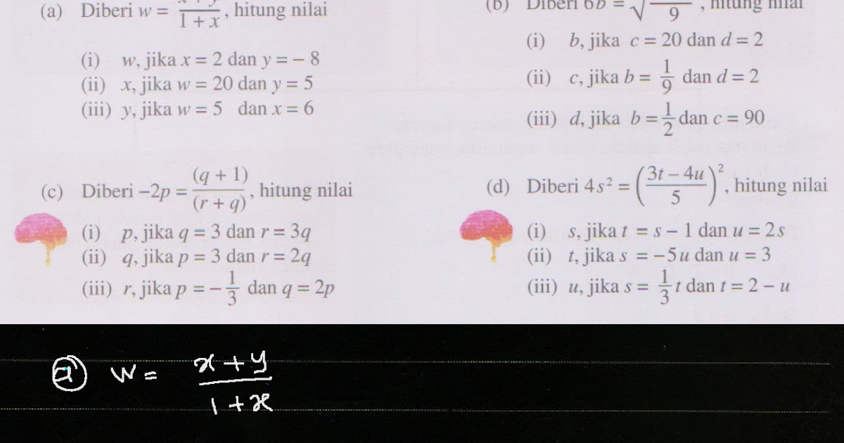 Soalan Rumus Algebra Tingkatan 2 - James Horner Unofficial