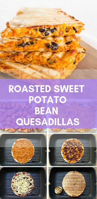 ROASTED SWEET POTATO AND BLACK BEAN QUESADILLAS 