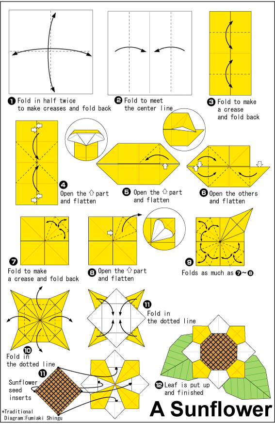 Cara Membuat Origami Bunga Matahari Sunflower Cara 