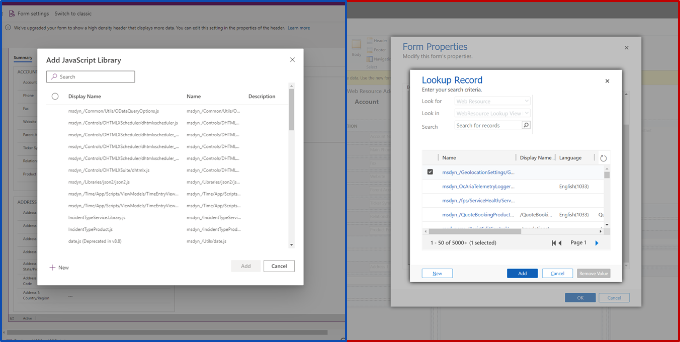 Search for JavaScript library to add to model-driven form