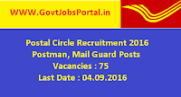 Postal Circle Recruitment 2016 