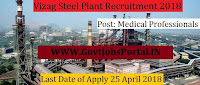 Vizag Steel Plant Recruitment 2018- Medical Professionals