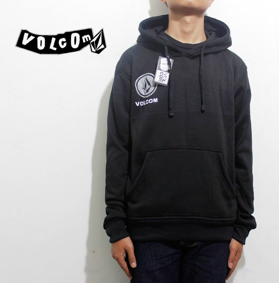  Jaket  Distro  Volcom 03 Full Hitam  Logo Dada Kanan