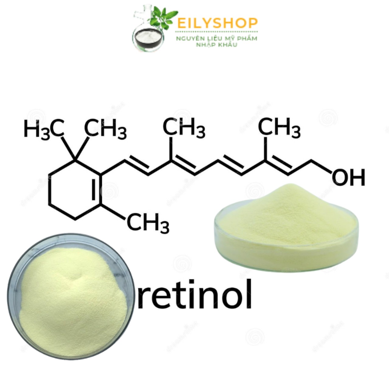 Bột Vitamin A (Retinol) - siêu mịn làm đẹp, Nguyên liệu Dược - Mỹ Phẩm - nguyên liệu mỹ phẩm Nhập Khẩu