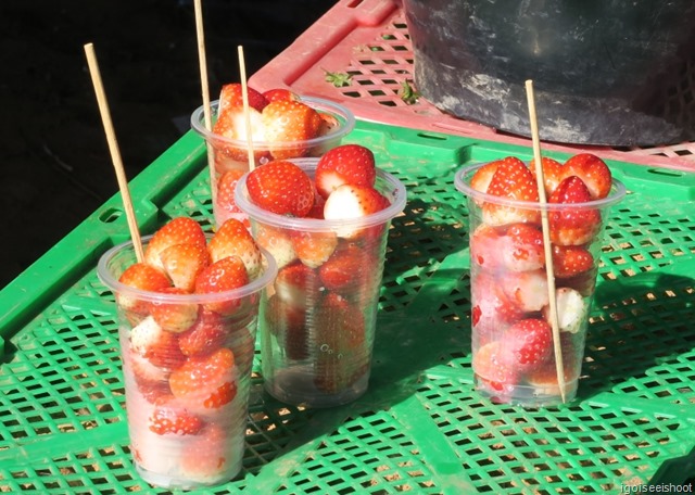  freshly harvested strawberries for sale along the Pha Dok Siew trail