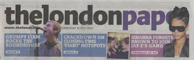 Partially obscured masthead for thelondonpaper