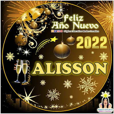 Nombre ALISSON por Año Nuevo 2022 - Cartelito mujer