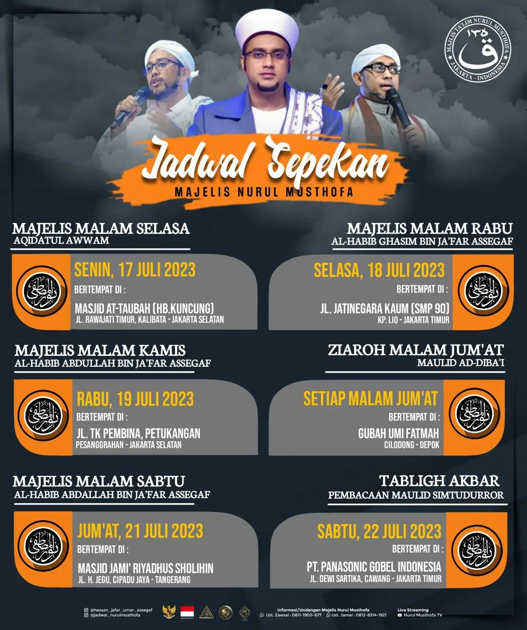 Jadwal Majlis Nurul Musthofa 16-22 Juli 2023