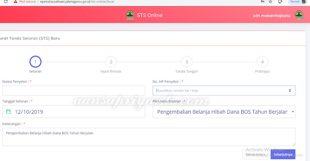 STS-Online, Cara Mengembalikan Kelebihan Dana BOS Propinsi Jateng