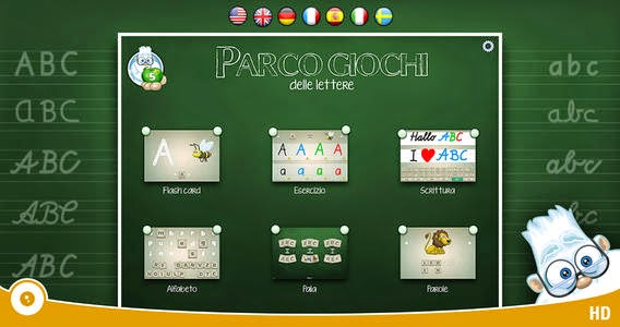 Parco giochi delle lettere. L'App per bambini per apprendere la lettura & scrittura del alfabeto.