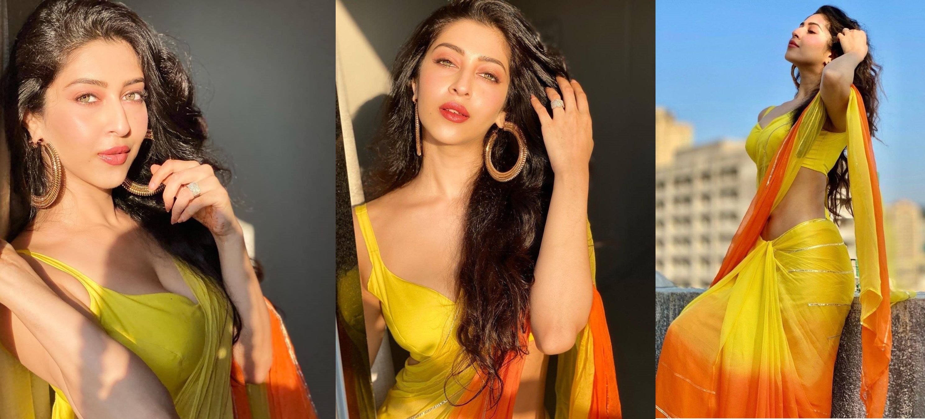 sonarika bhadoria Hot in Yellow Saree