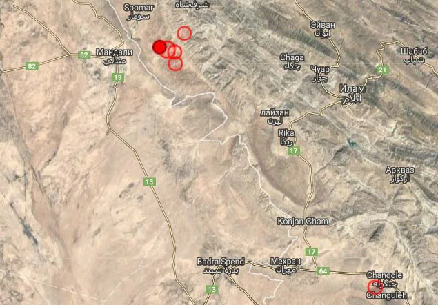 6 earthquakes occurred over 2 hours on the border of Iran and Iraq