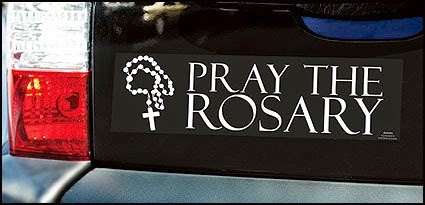 Pray the Rosary Cross Black Vinyl Car Automobile Bumper Sticker