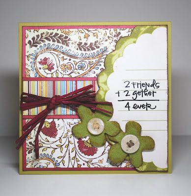 'Friends Forever' card. Supplies: Bazzill cardstock; Fancy Pants patterned 