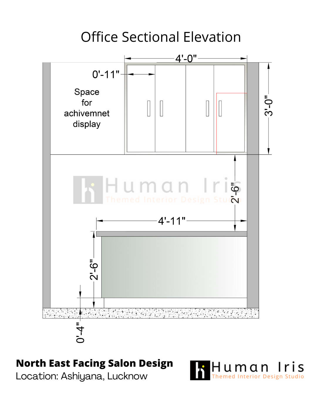 45' x 39' Salon Layout Plan and Elevation Design