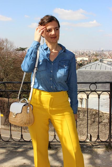 pantalon jaune zara, panier dune london, look du jour, les petites bulles de ma vie, mode