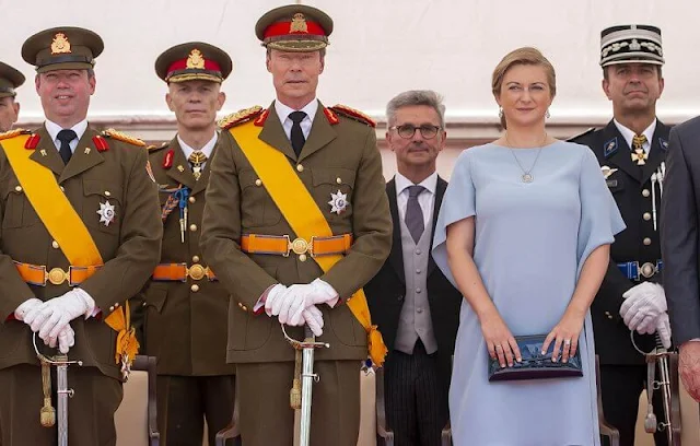 Princess Stephanie wore light blue Juline dress by Natan. Boden floral dress. Princess Alexandra and Duchess Maria Teresa