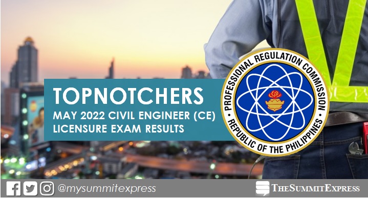 RESULT: May 2022 Civil Engineer CE board exam top 10 passers