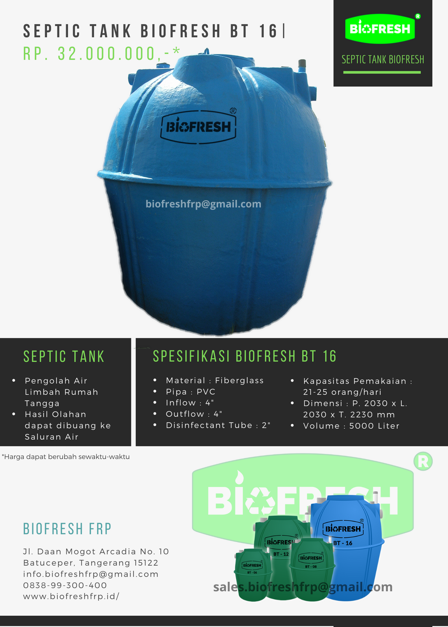 Price List Biofresh BT 16