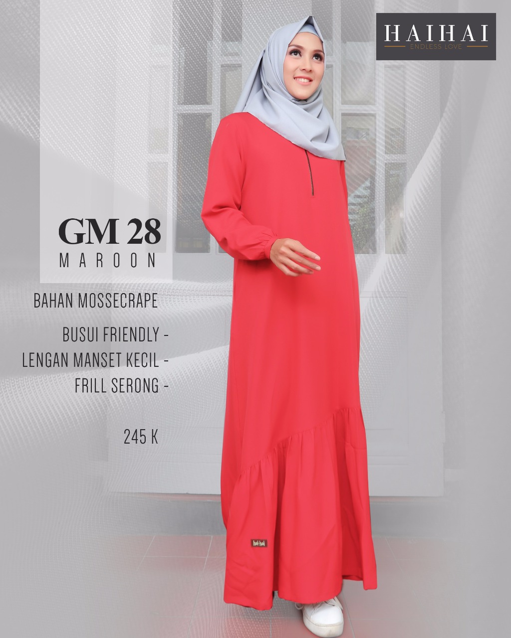 KOLEKSI TERBARU GAMIS POLOS HAIHAI GM 28