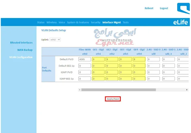 تفعيل GE3 ,GE4 في راوتر zhone znid gpon 2726a1 0mb