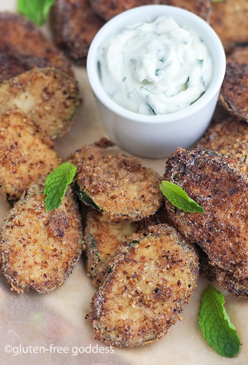 Gluten-Free Goddess Fried Zucchini Chips with Vegan Dipping Sauce