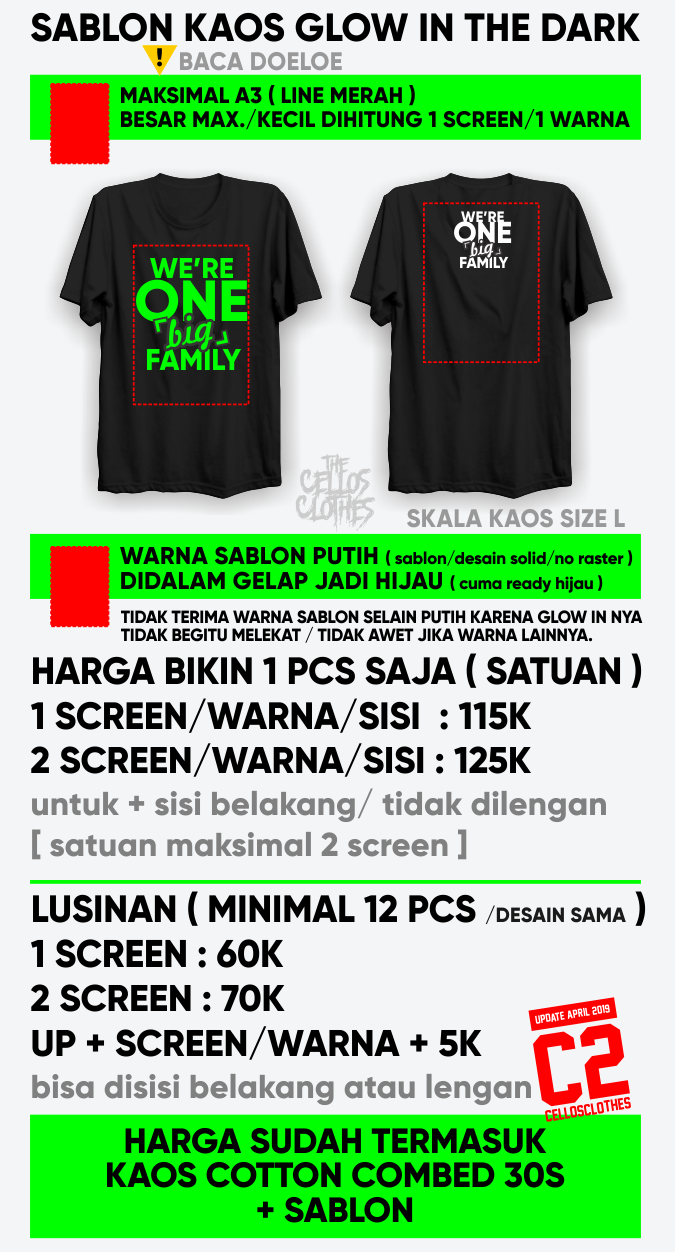  Harga  Sablon  Kaos  Glow In The Dark Rubber Satuan dan 