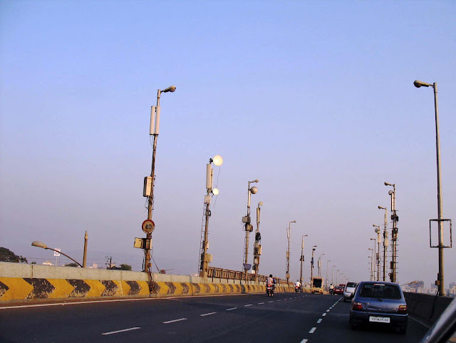 cellphone satellite tower on bridge