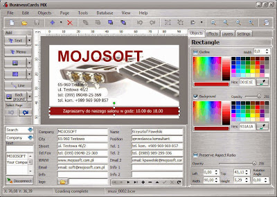 Mojosoft BusinessCards MX v4.93 Image