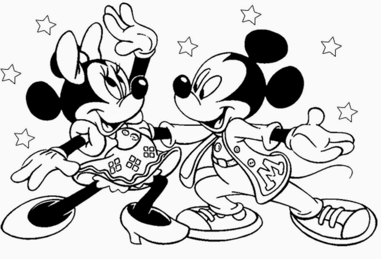 Disney Beautiful Lovely Couple Mickey Mouse And Minnie Mouse Coloring Drawing Free wallpaper