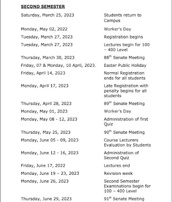 Evangel University Akaeze (EUA) Academic Calendar 3