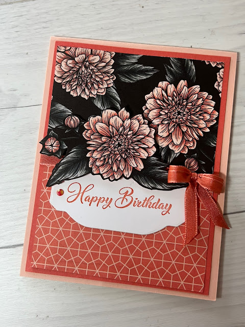 Floral Birthday card using Stampin' Up! Favored Flowers Designer Series Paper