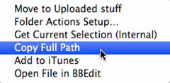 Mac OS Finder with Copy Full Path Automator service