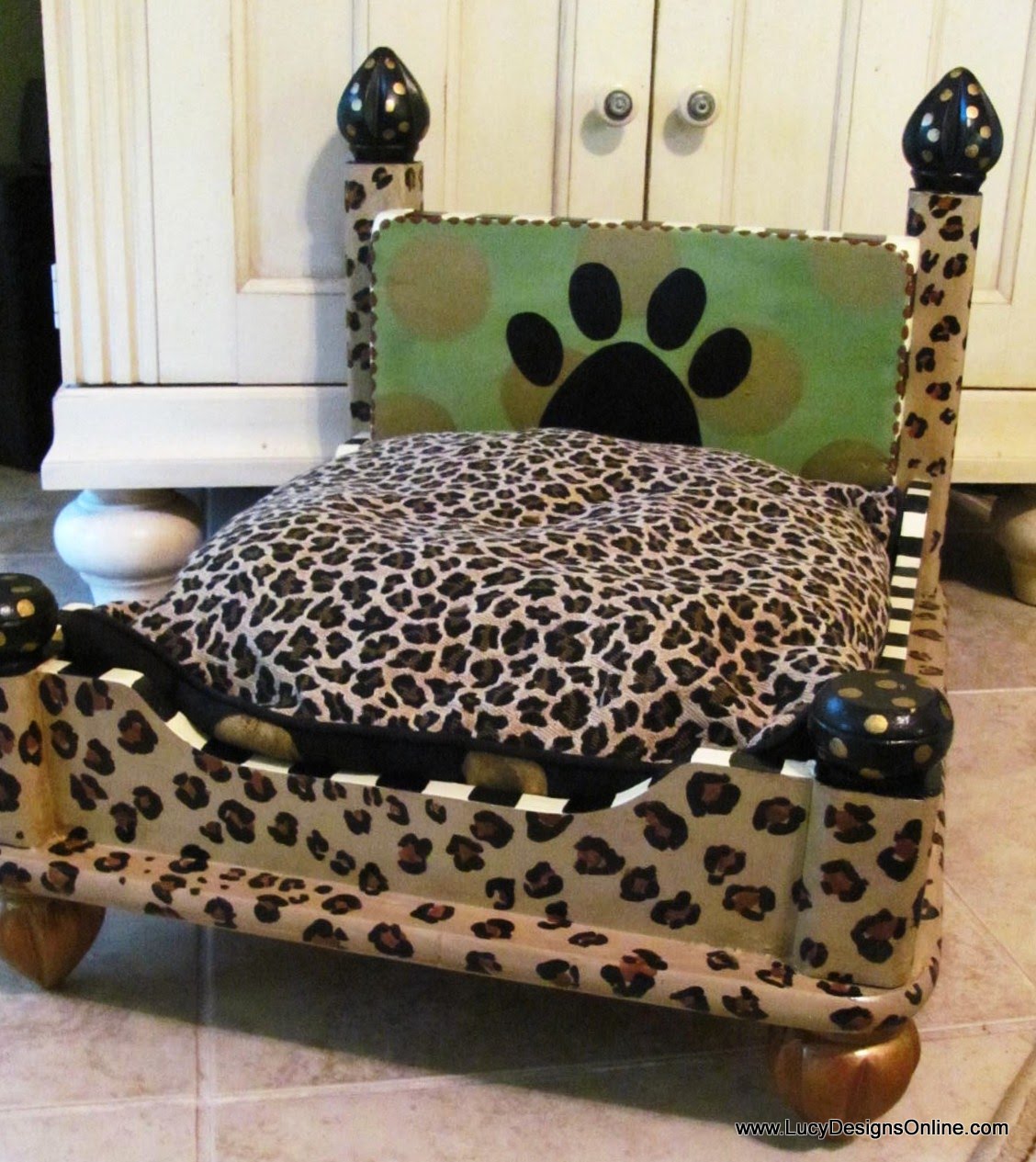Dog Bed from an End Table - Leopard Print | Lucy Designs