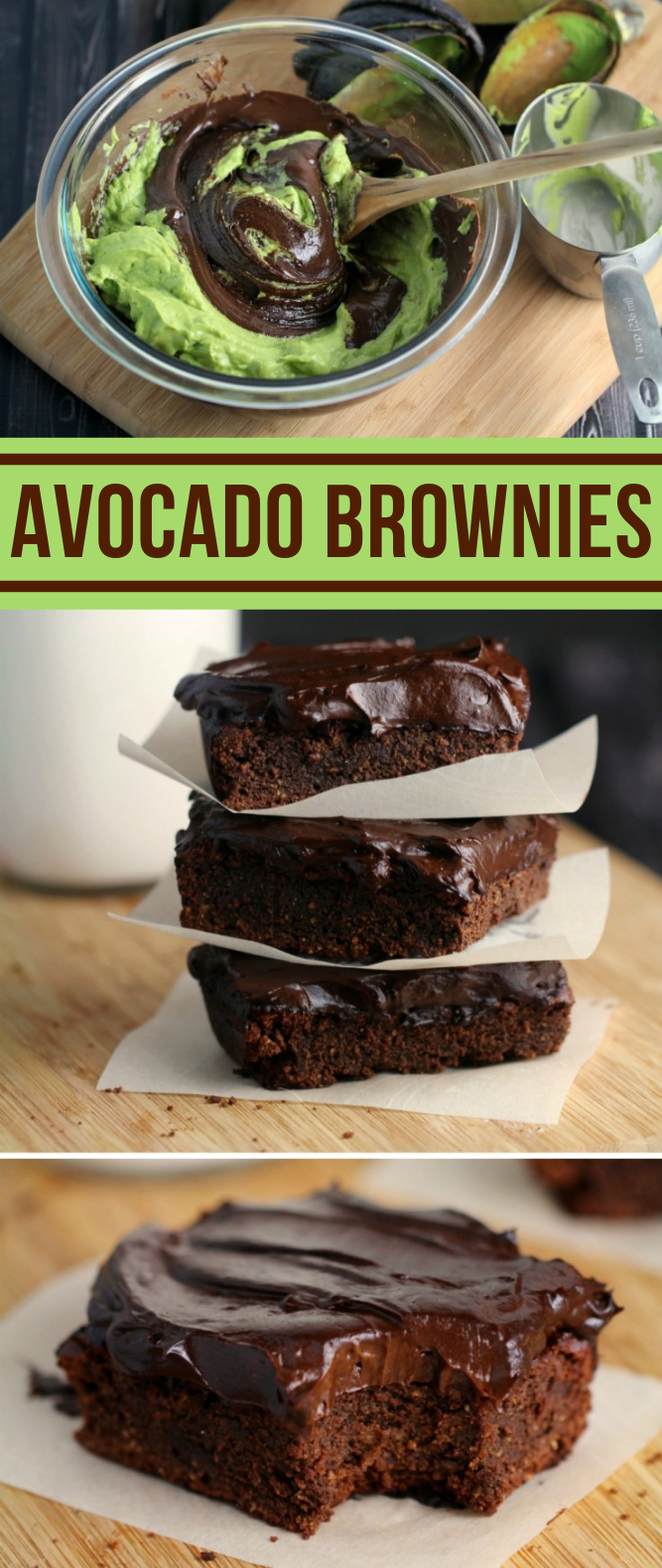 FUDGY AVOCADO BROWNIES WITH AVOCADO FROSTING #healthydessert #vegetarian