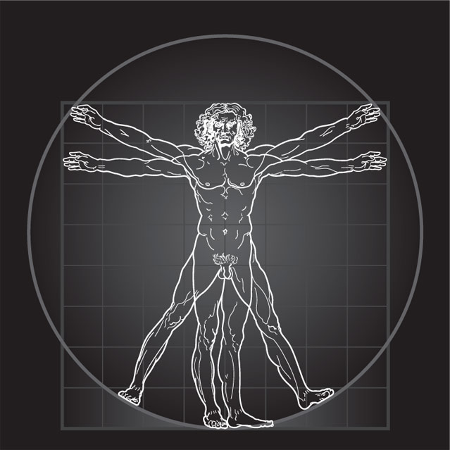 Free Vector がらくた素材庫 ウィトルウィウス的人体図 Vitruvian Man Vector