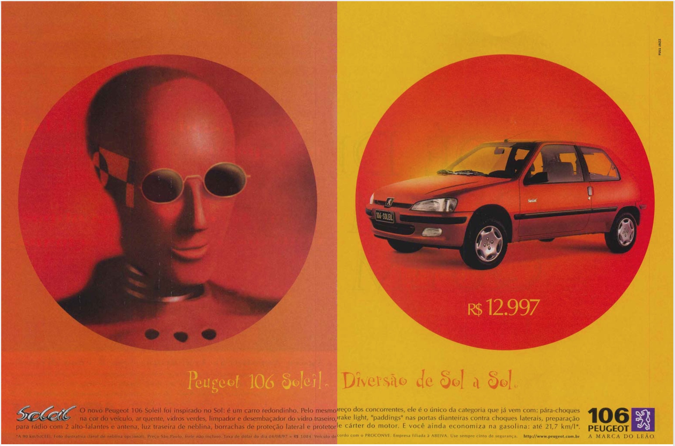 Anúncio veiculado em 1997 apresentando o Peugeot 206
