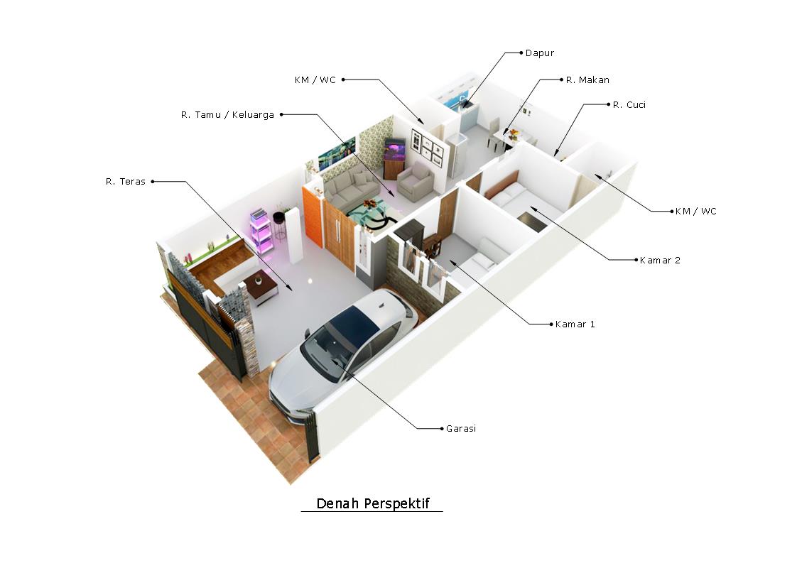 Gambar 3D Render Rumah Tinggal - Surabaya