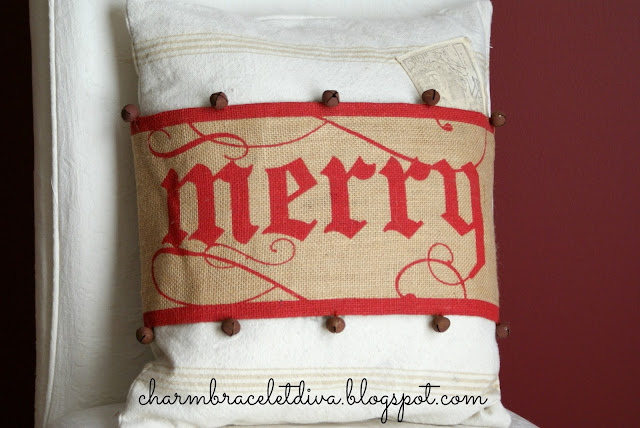 Merry burlap pillow wrap