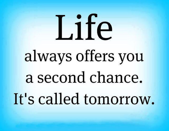 Life always offers you a second chance. It's Called tomorrow.