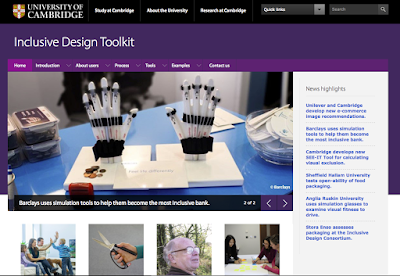 snapshot of the University of Cambridge Inclusive Design Toolkit homepage