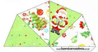 Santa in Green, Free Printable Cones.