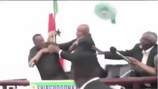 Unbelievable! President And His Vice Exchange Blows, Fight Dirty During Live Press Conference (Video)