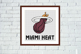 Miami Heat logo cross stitching embroidery - Tango Stitch