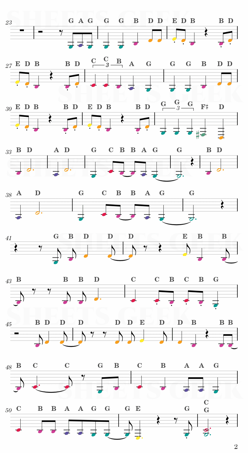 One Day - Matisyahu Easy Sheet Music Free for piano, keyboard, flute, violin, sax, cello page 2