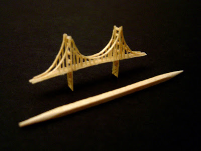 Bridge Replica Carved From One Toothpick.