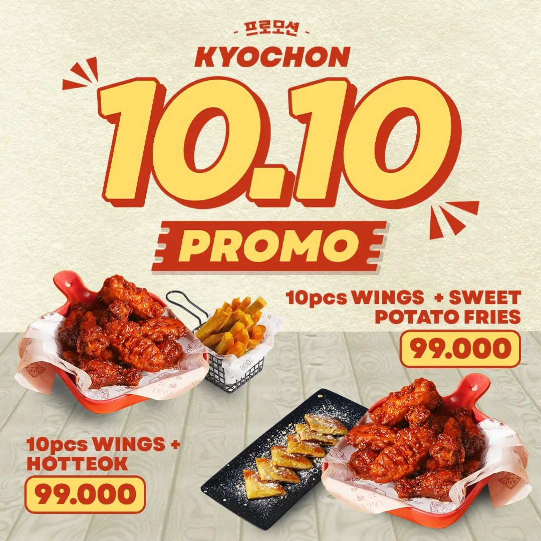 Promo KYOCHON Spesial 10.10 – Beli Paket 10 Wings + Side Dish Hanya 99RB*