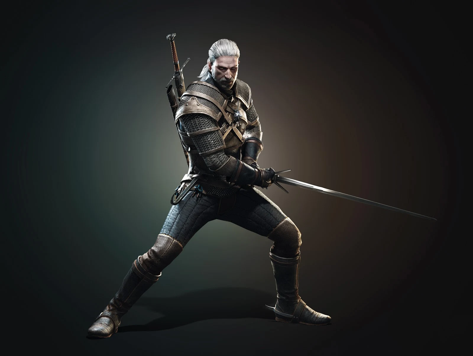 Geralt of Rivia wielding his silver sword