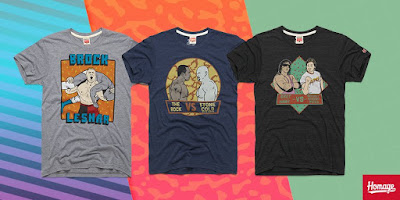 WWE WrestleMania T-Shirt Collection by HOMAGE - “The Rock vs Stone Cold”, “Bret Hart vs Rowdy Roddy Piper” & “Brock Lesnar”