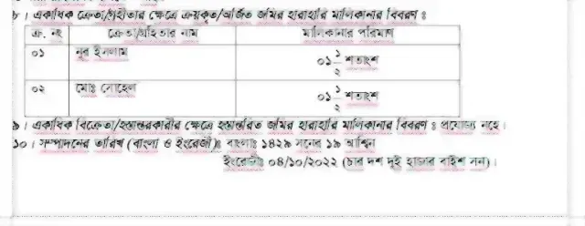 সাব কবলা দলিলের ফরমেট